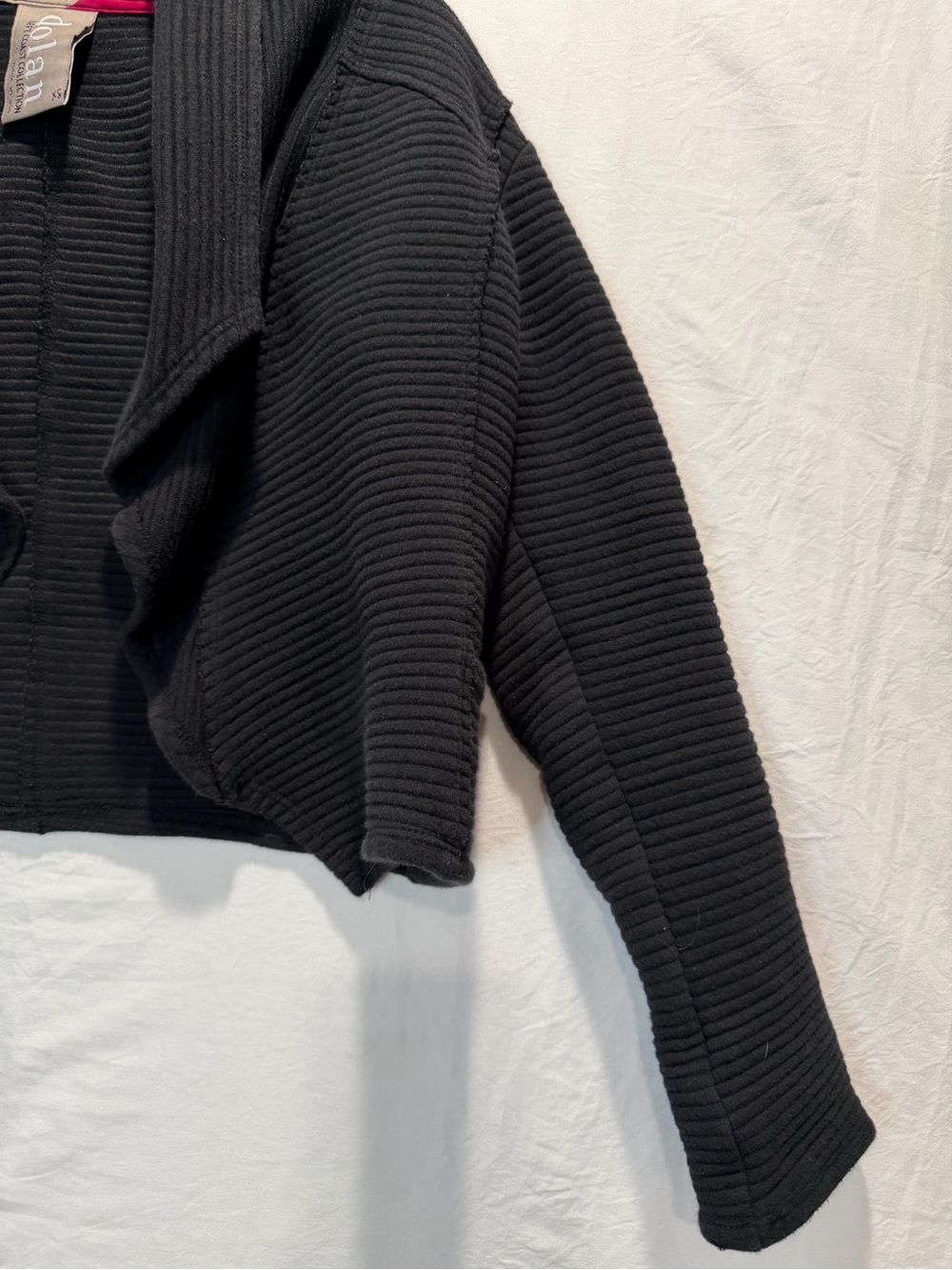 dolan Left coast Collection Black Ribbed Cropped Open-Front Jacket size XS - Picture 2 of 10